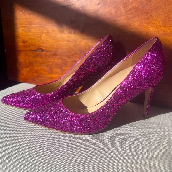 MARC FISHER Mfdarreny Fuschia Glitter Pointed Toe Stilleto Pumps Size 8 - Picture 1 of 12
